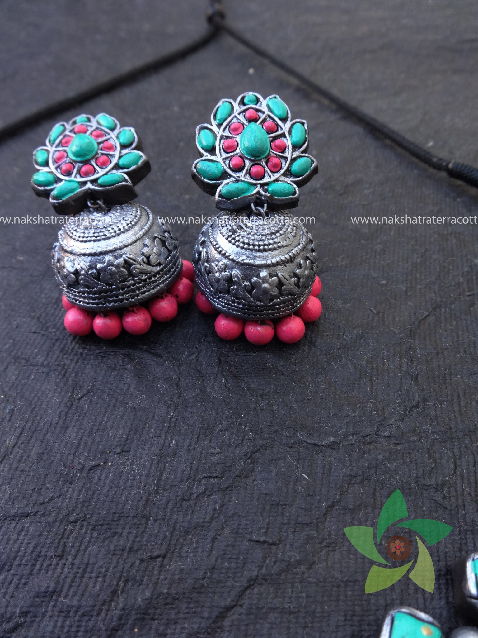 Candy colour terracotta jewellery set