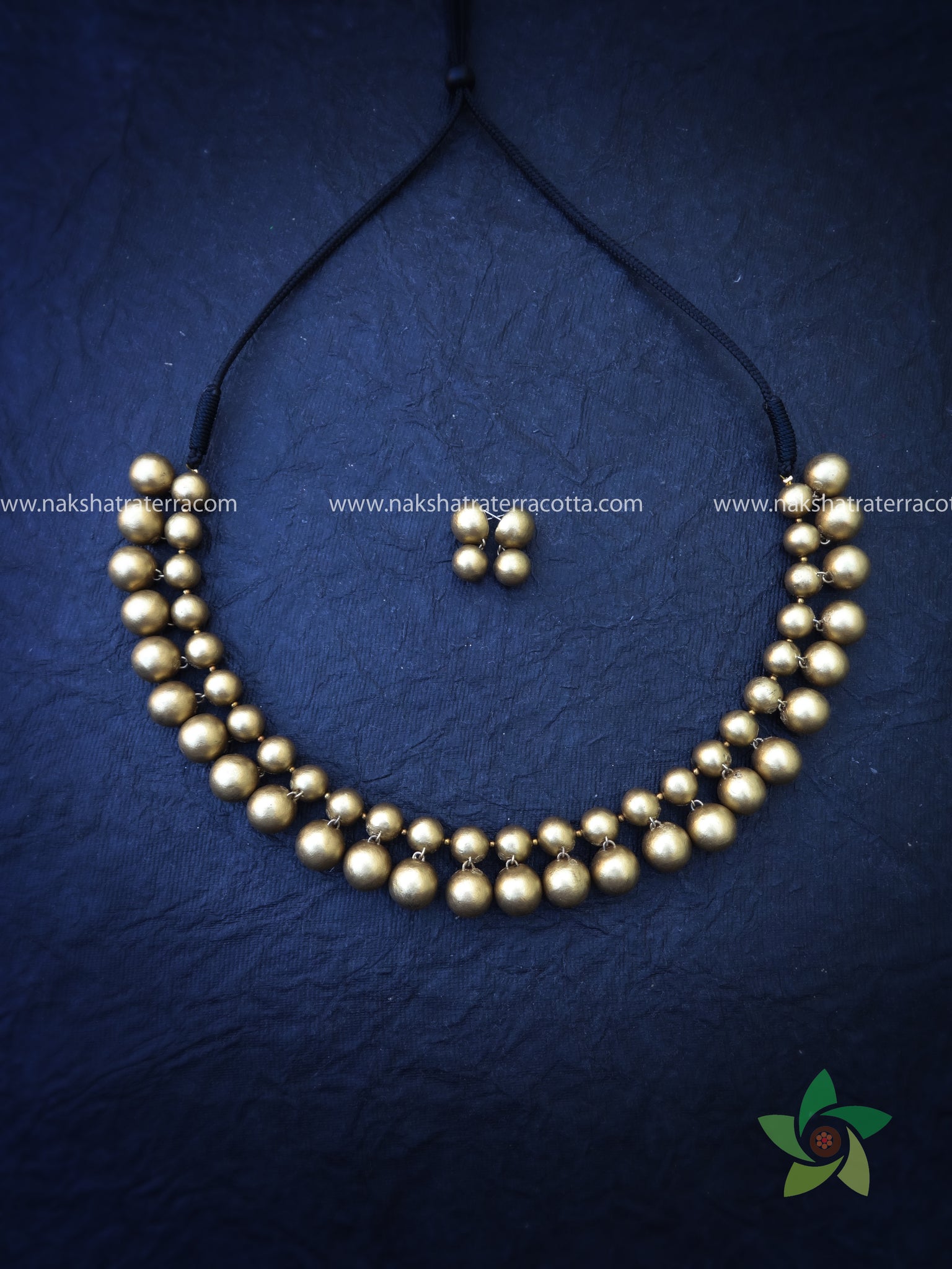 Double ball antique terracotta jewellery set
