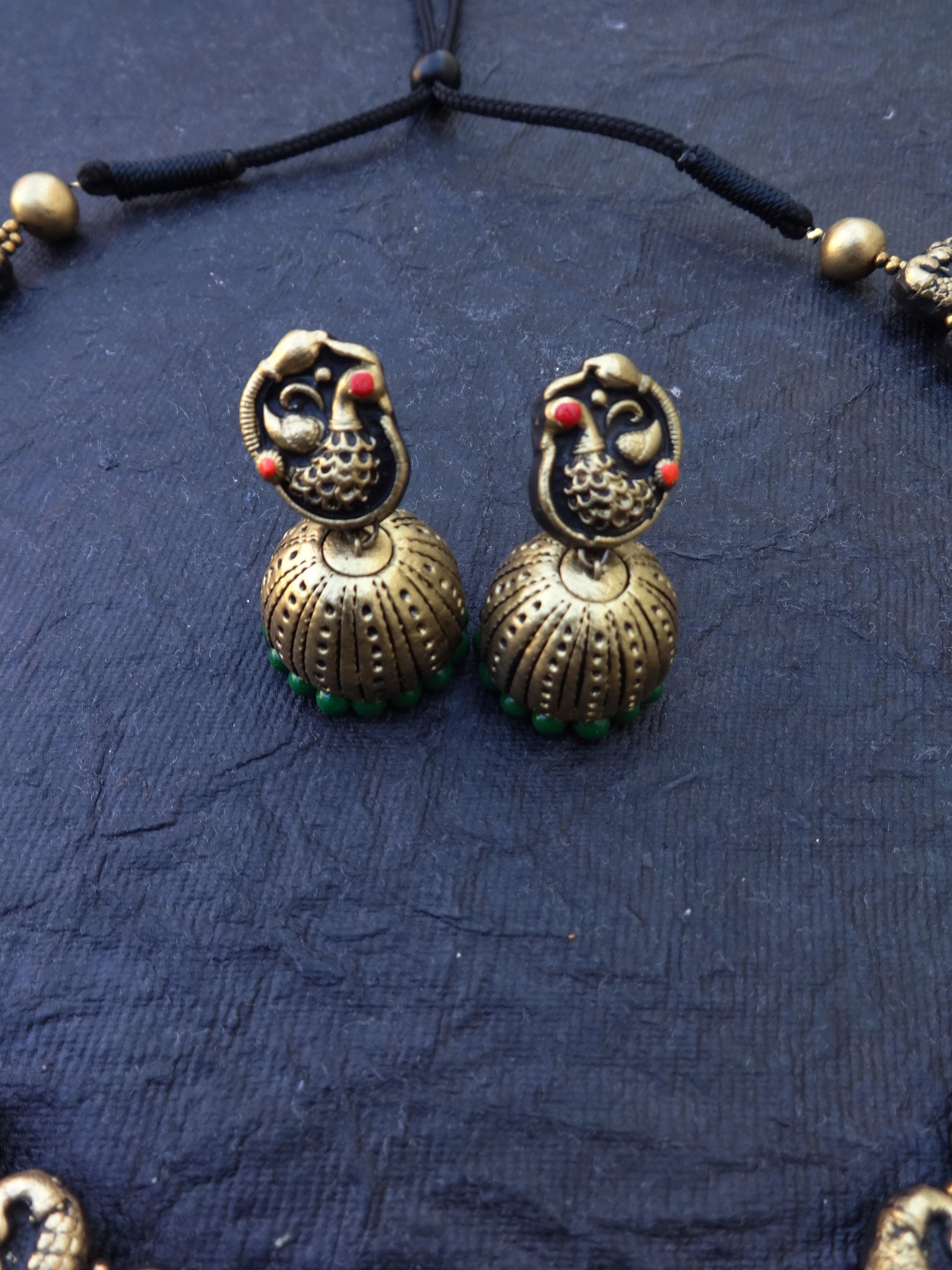 Full peocock terracotta jewellery set