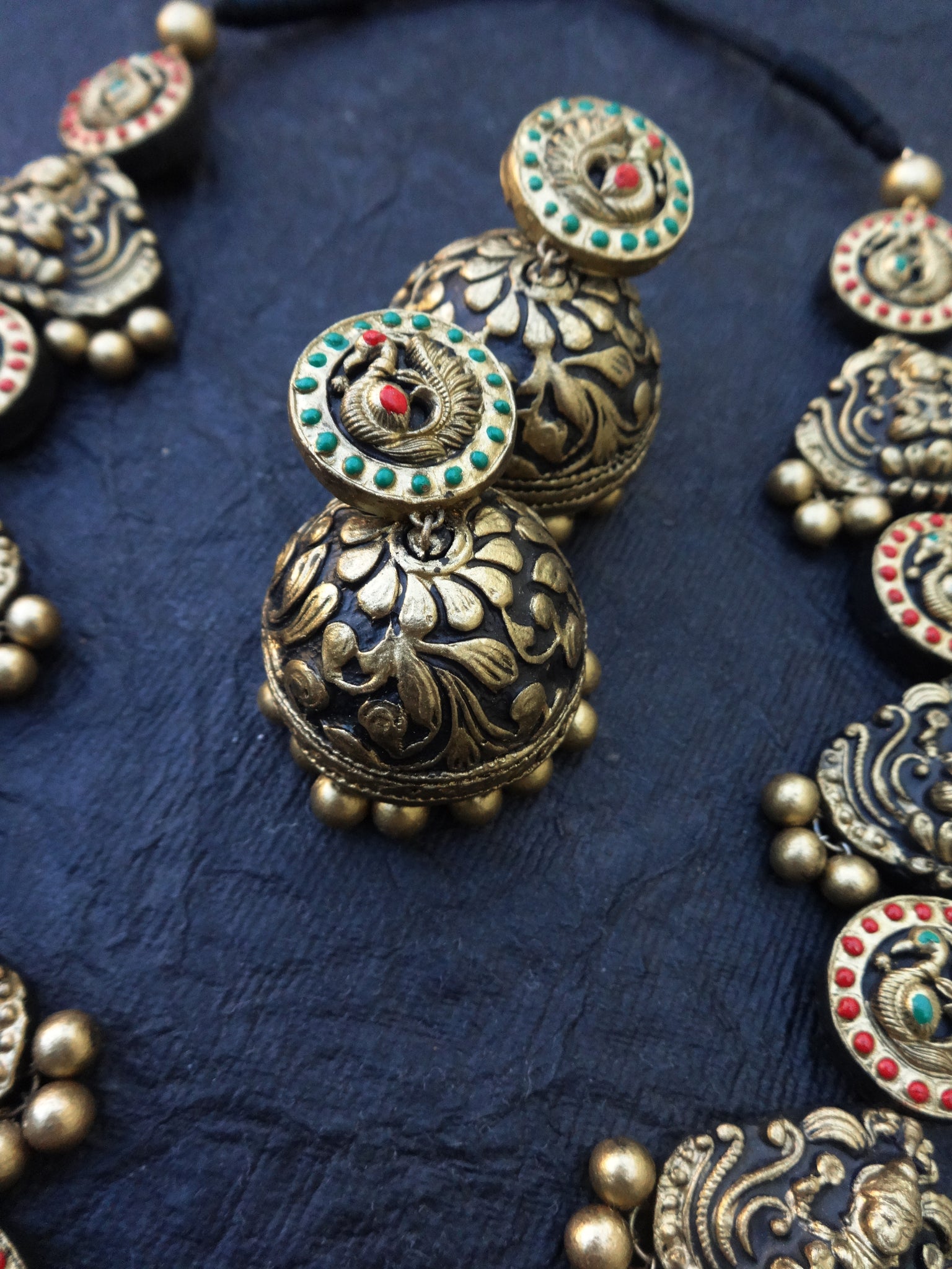 Antique terracotta jewellery set
