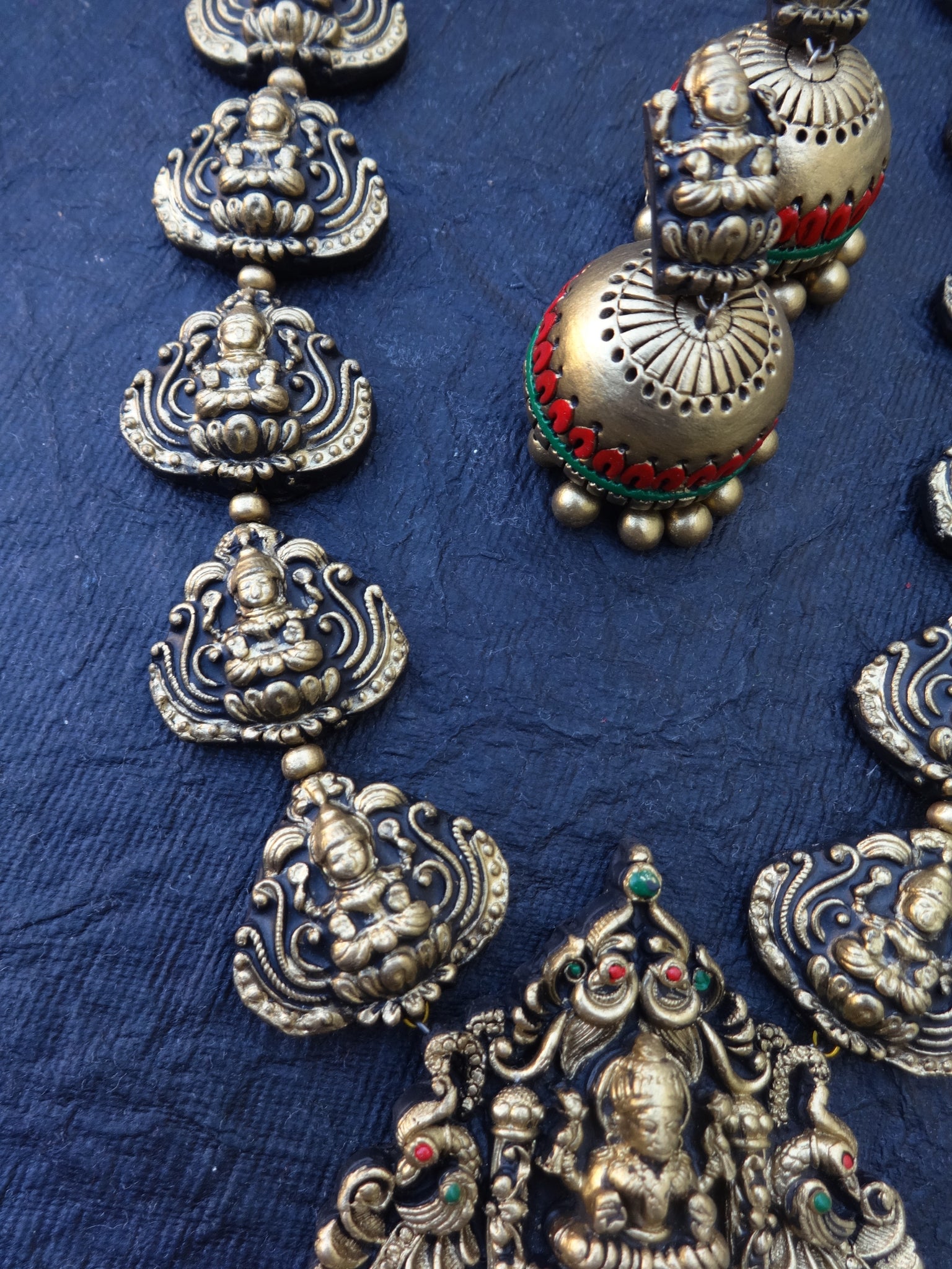 Antique 3 jumka terracotta jewellery set