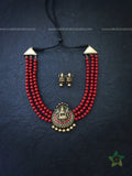 3 Row marron lakshmi terracotta jewellery set