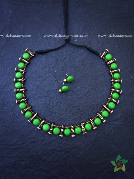 Green gem Terracotta jewellery set