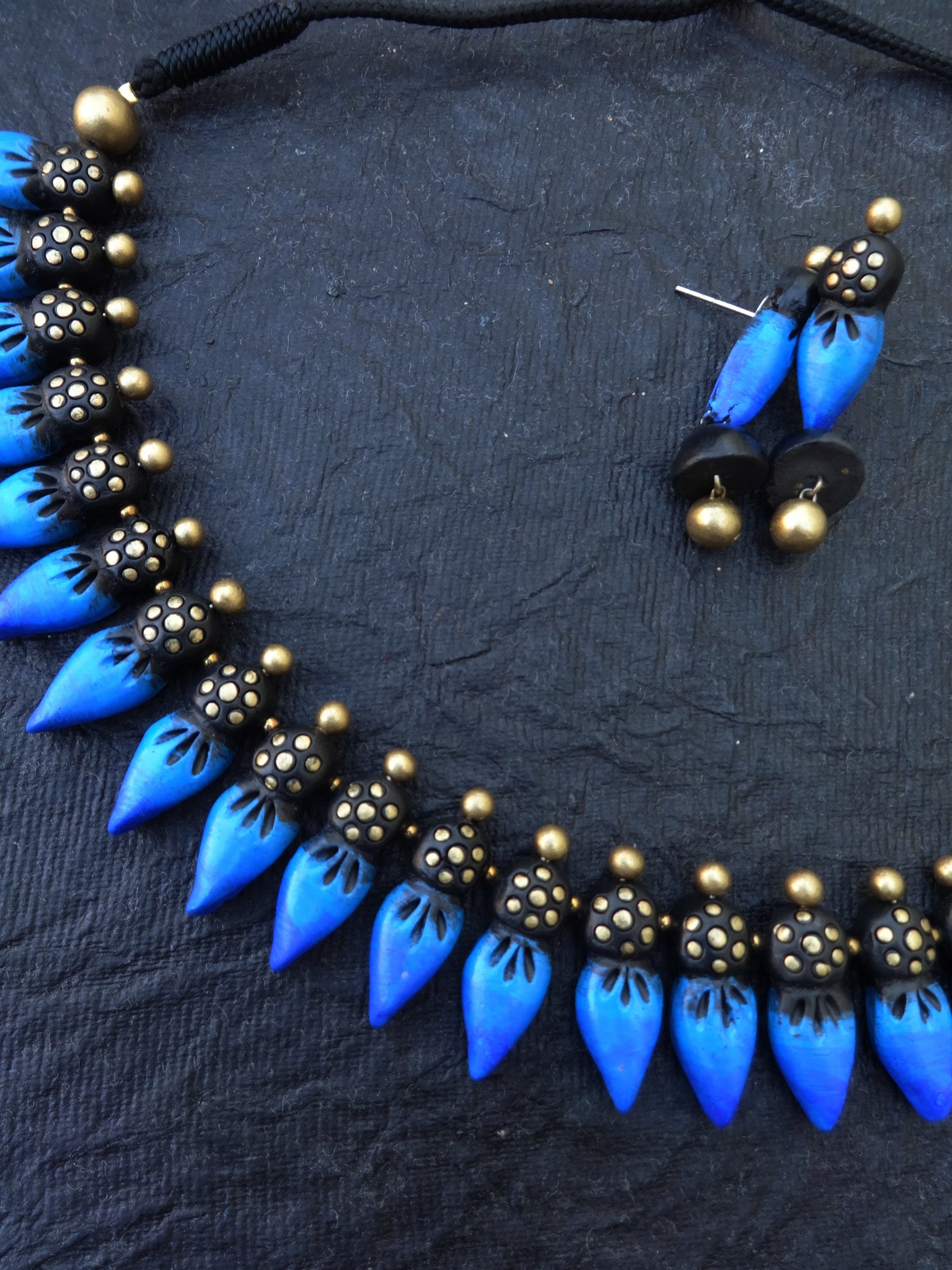 Blue Bud terracotta jewellery set