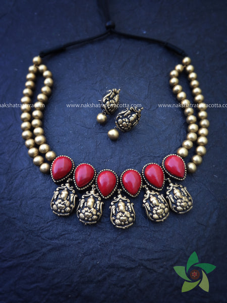 Small ganesh terracotta jewellery set