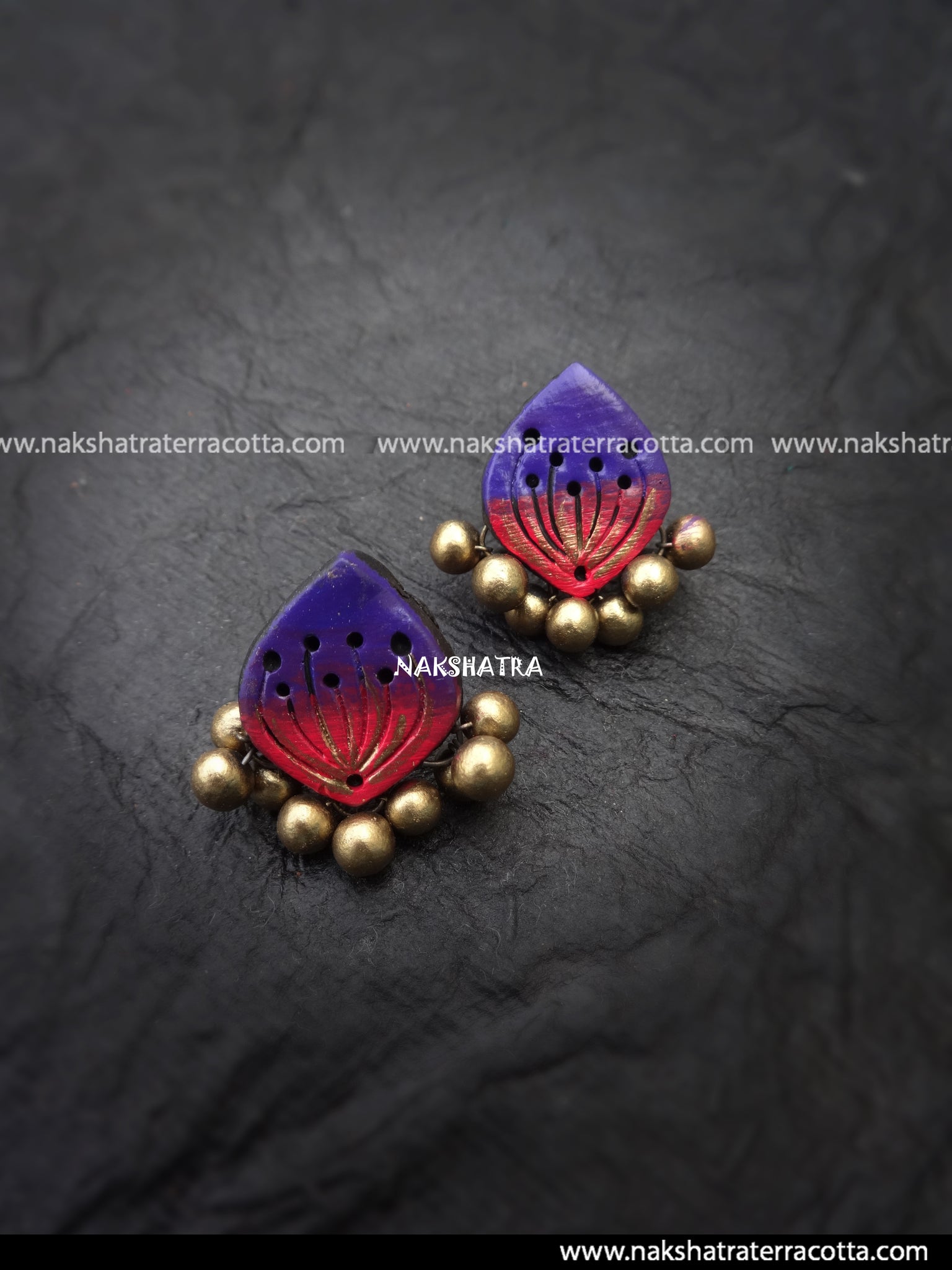 Latest Design Red Flower Terracotta Dangle Earrings Terracotta Jewelle –  Lady India
