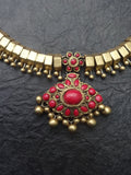 Devika- golden terracotto necklace set