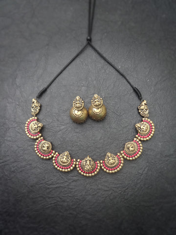 Aarvitha- golden terracotto necklace set