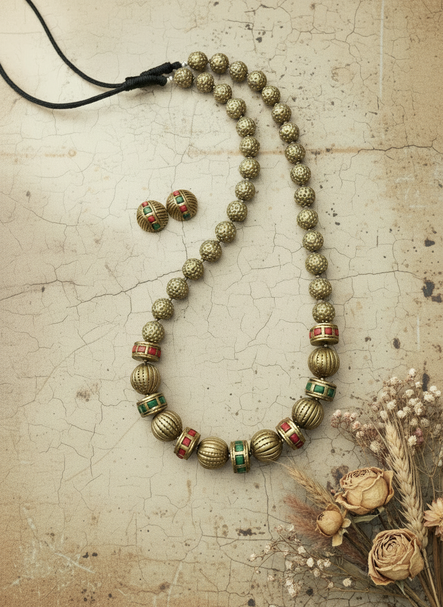 Malamakal- golden terracotto necklace set
