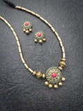 Thangamalar 3- golden terracotto necklace set