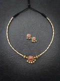 Thangamalar- golden terracotto necklace set