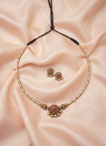 Thangamalar- golden terracotto necklace set
