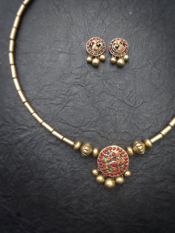 Thangamalar 4- golden terracotto necklace set (Copy)