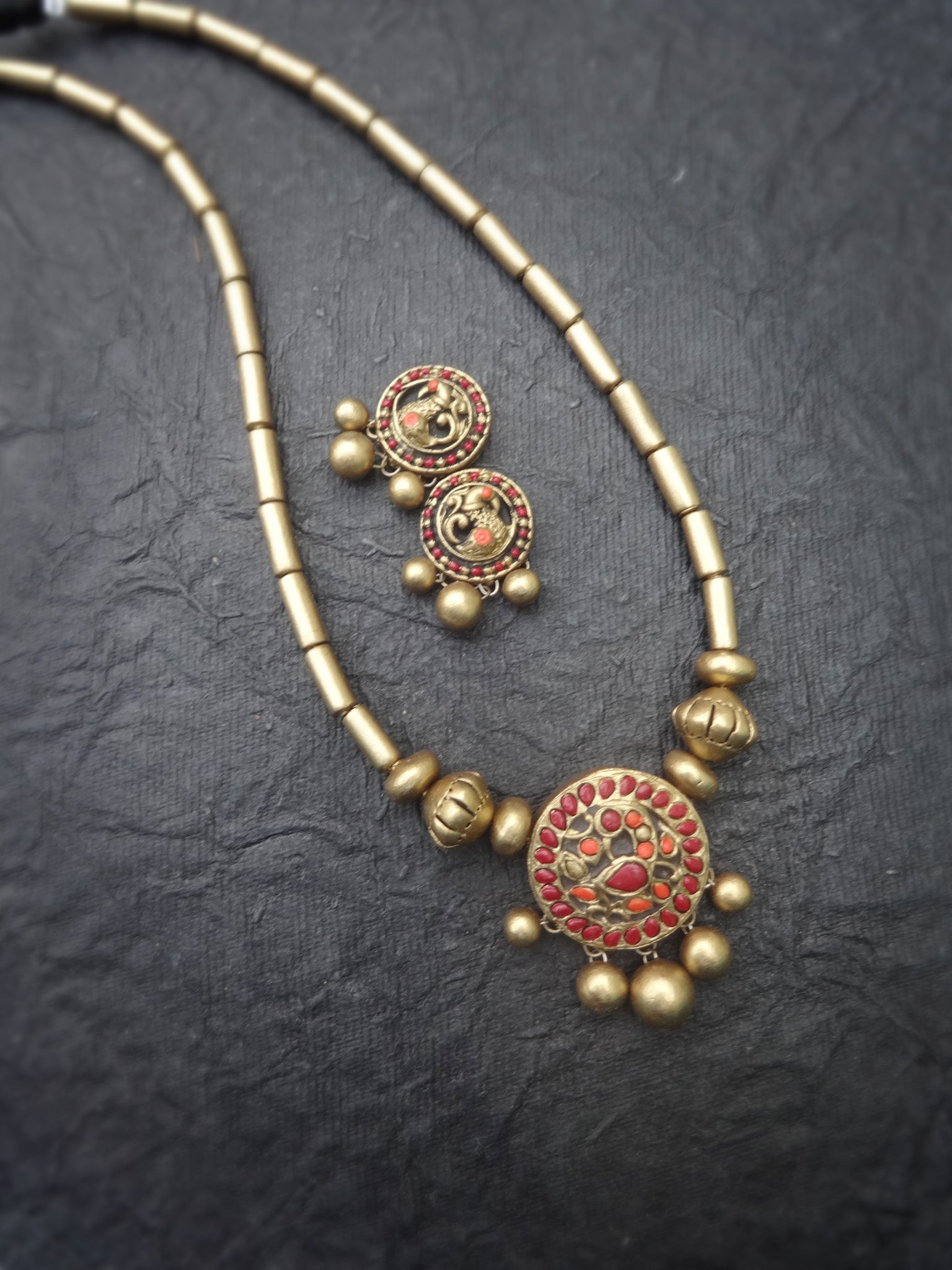 Thangamalar 4- golden terracotto necklace set (Copy)
