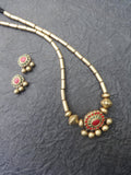 Thangamalar- golden terracotto necklace set