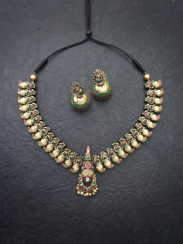Venkadesh- golden terracotto necklace set