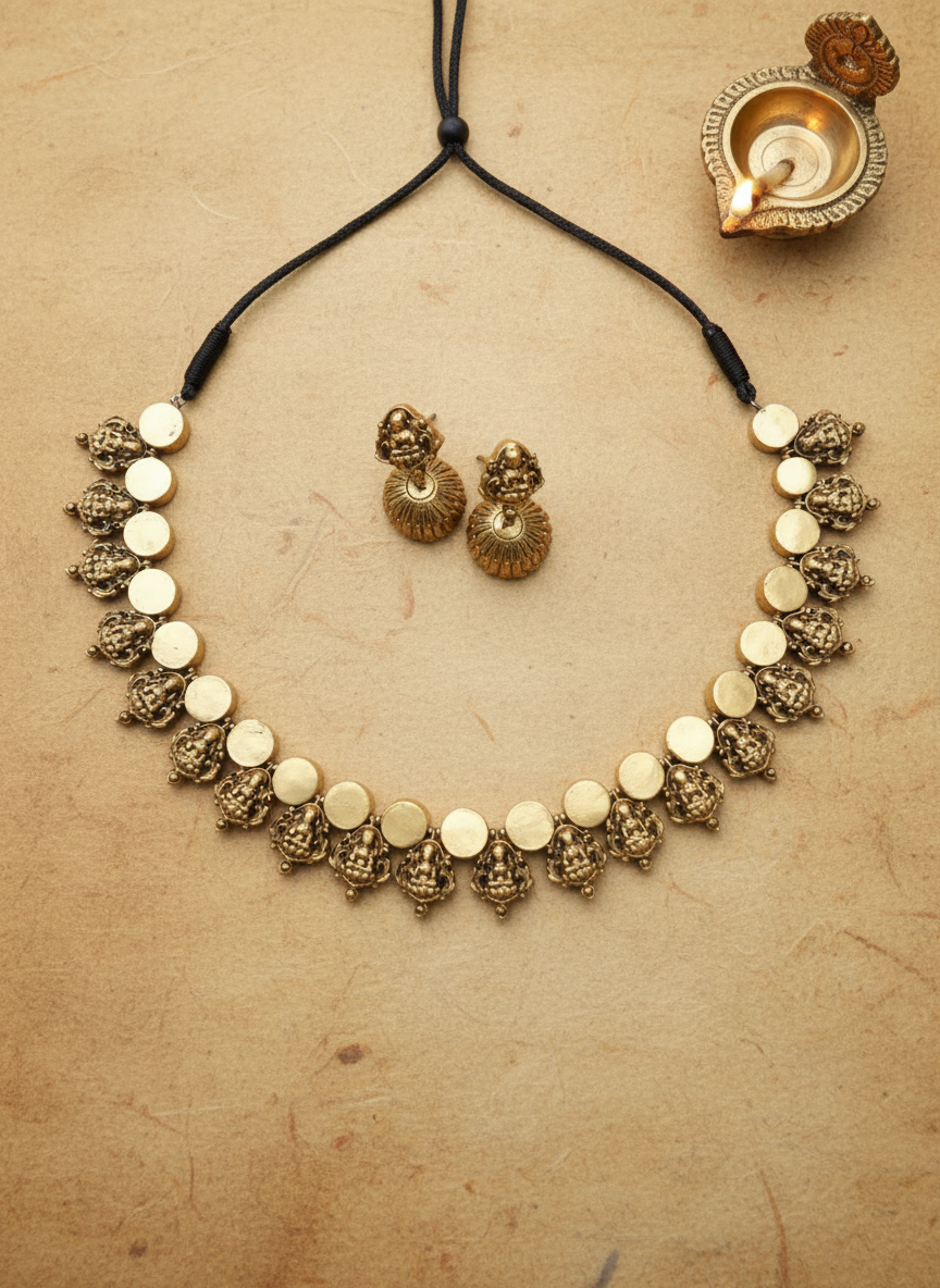 vallikodi- golden terracotto necklace set