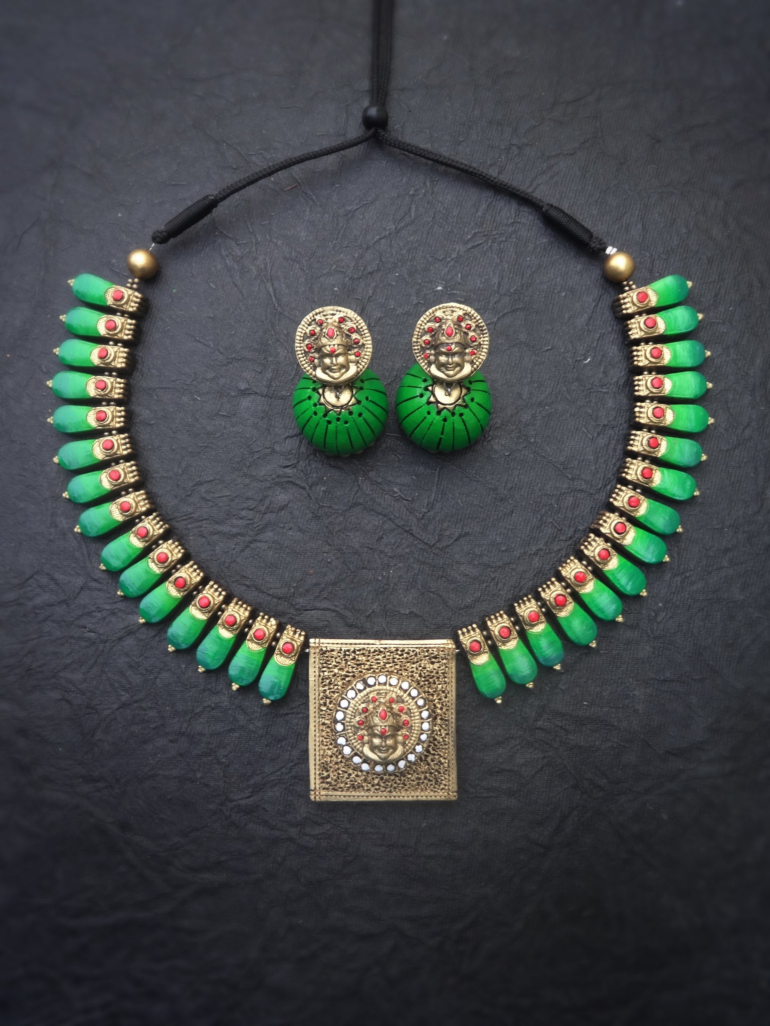 Mini kathakali- golden terracotto necklace set