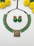 Mini kathakali- golden terracotto necklace set