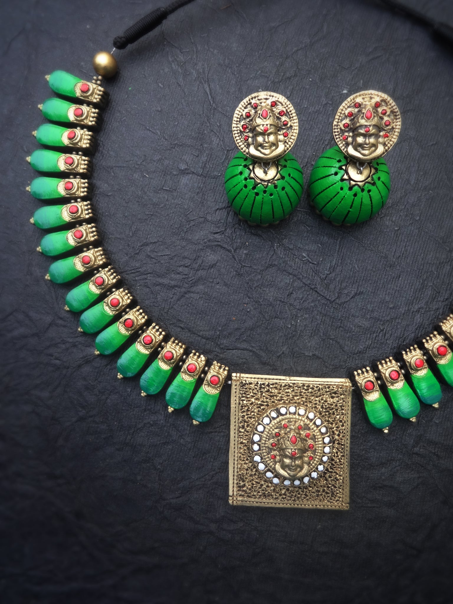 Mini kathakali- golden terracotto necklace set