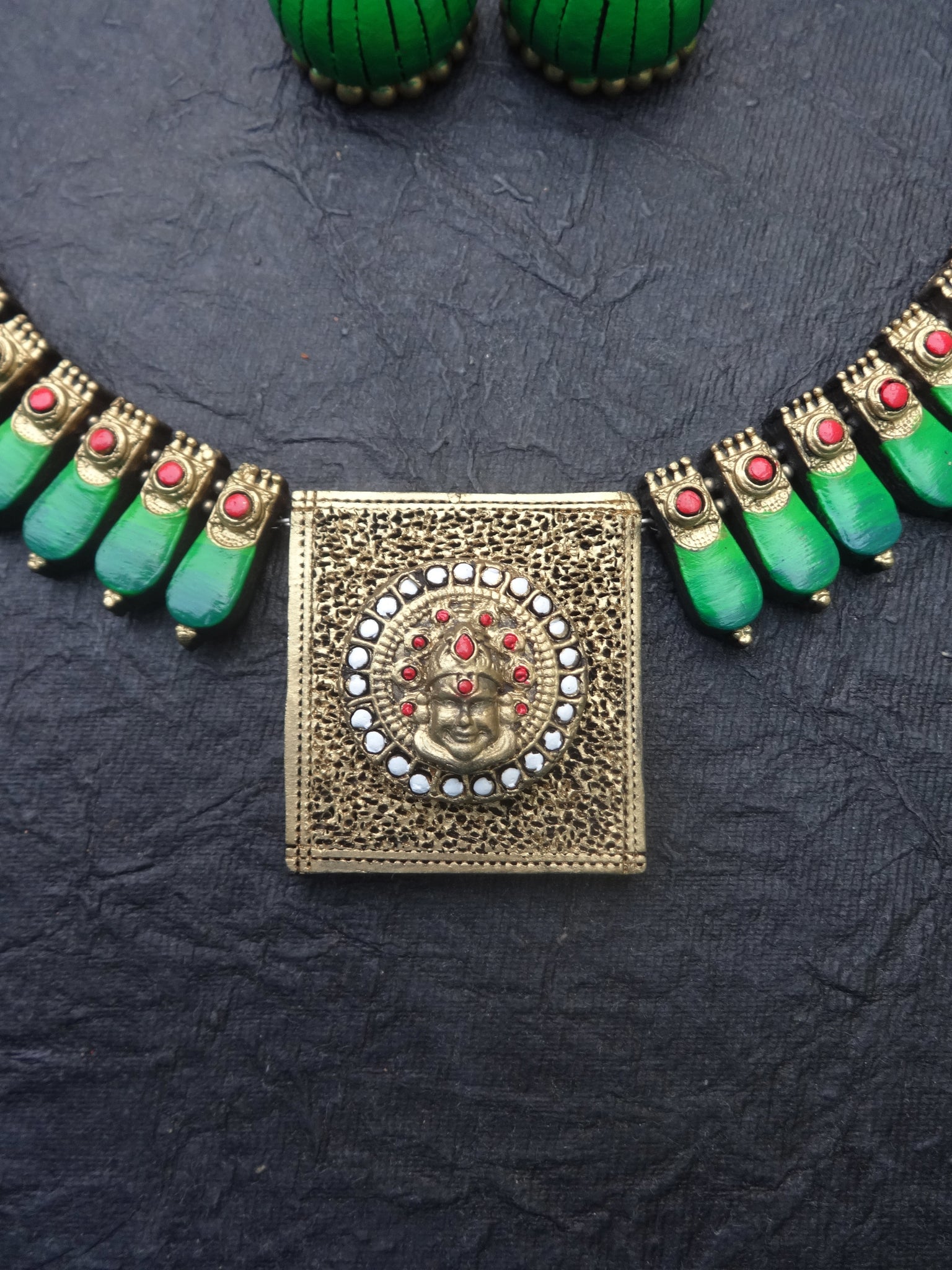 Mini kathakali- golden terracotto necklace set