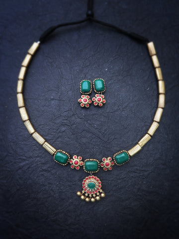 Sandhanaman- golden terracotto necklace set