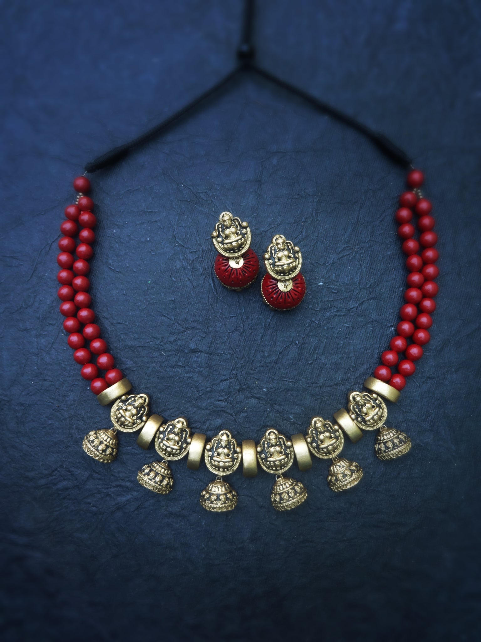 Senbagavalli- golden terracotto necklace set