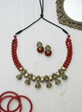 Senbagavalli- golden terracotto necklace set