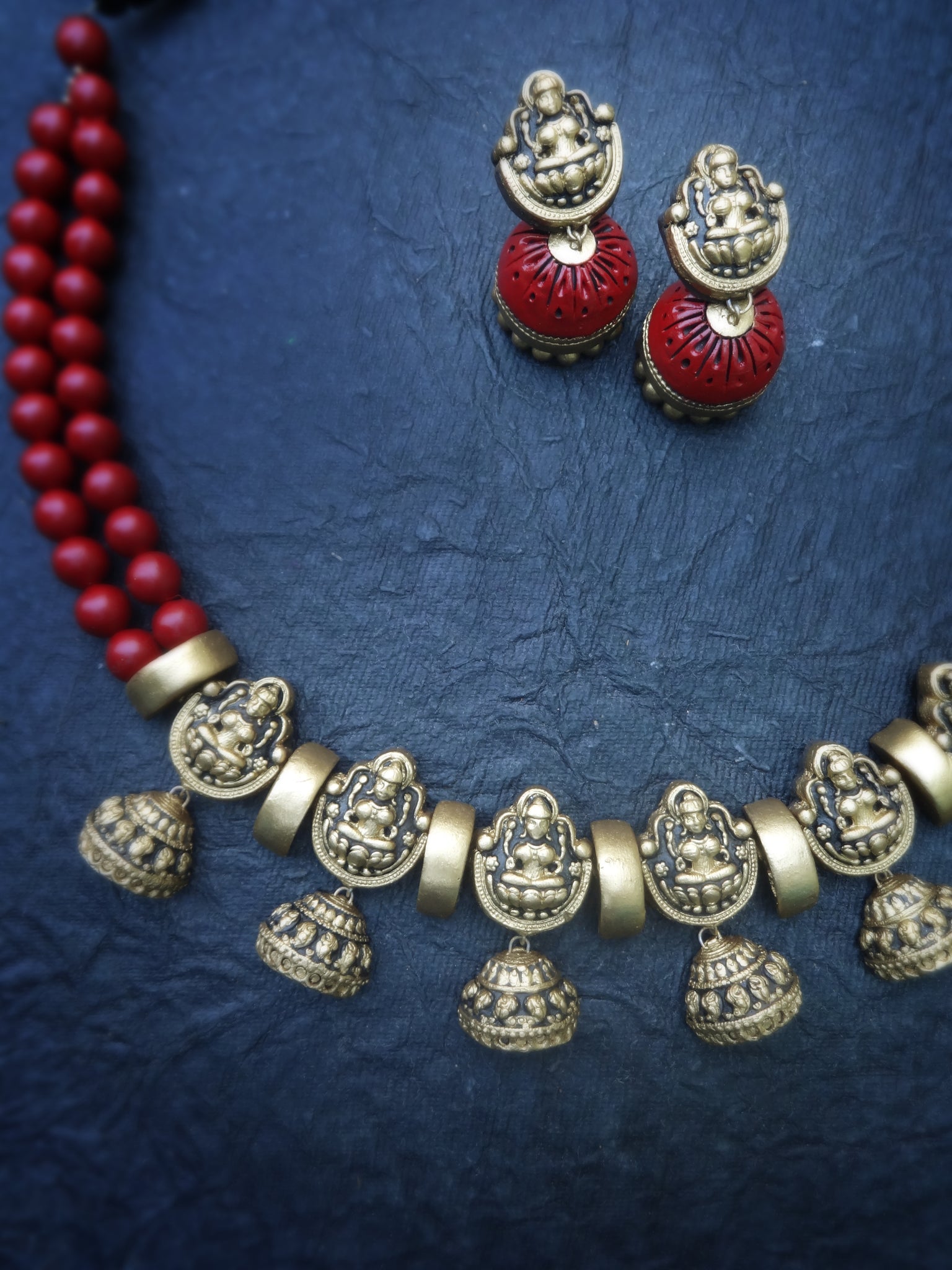 Senbagavalli- golden terracotto necklace set