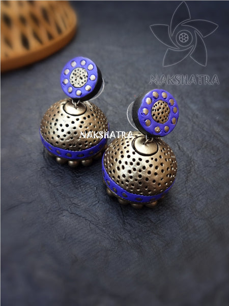 Golden dotted jhumkas