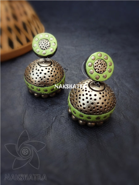 Golden dotted jhumkas