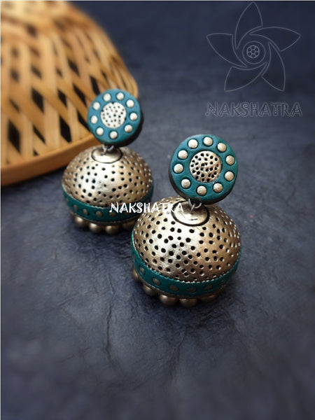 Golden dotted jhumkas
