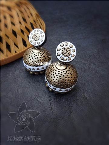 Golden dotted jhumkas