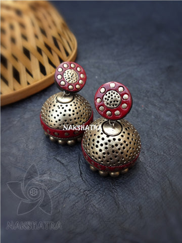 Golden dotted jhumkas