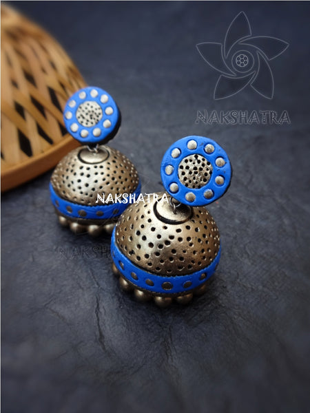 Golden dotted jhumkas